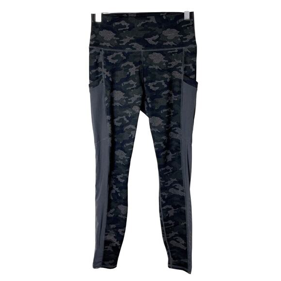 Power Hold by Fabletics Women's Athletic Leggings S Green Camo Print Mesh Insert - Picture 1 of 9